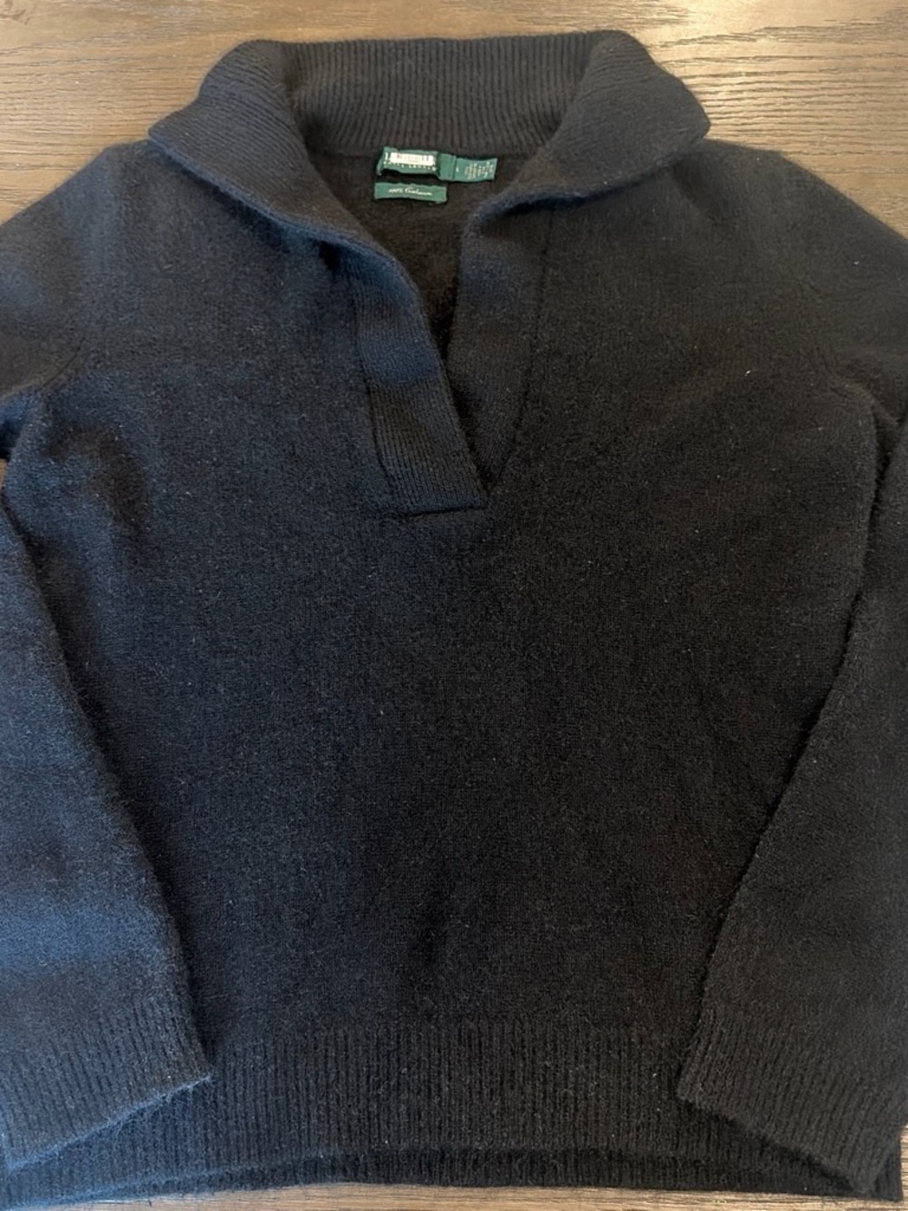 Vintage Black Shawl Collar cashmere Sweater - Lauren Ralph Lauren large